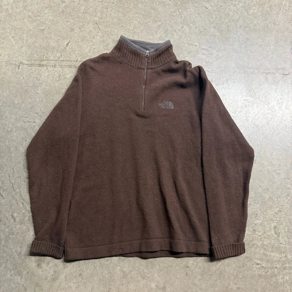 The North Face A5 Series Mens Brown Lambswool‎ Blend Quarter Zip Sweater Medium